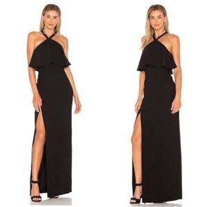 Amanda Uprichard Piazza small Maxi dress gown black halter strapless‎ open back